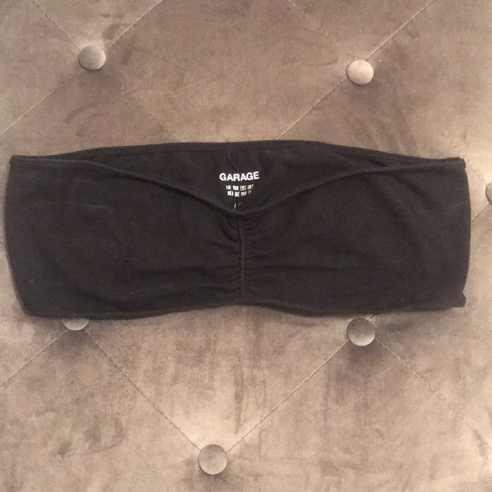 Black Bandeau size Large strapless unlined Garage